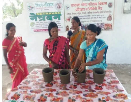 Training in cow-dung products at NETRAVAN.