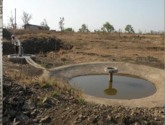A water hole for wildlife and cattle near Davha.