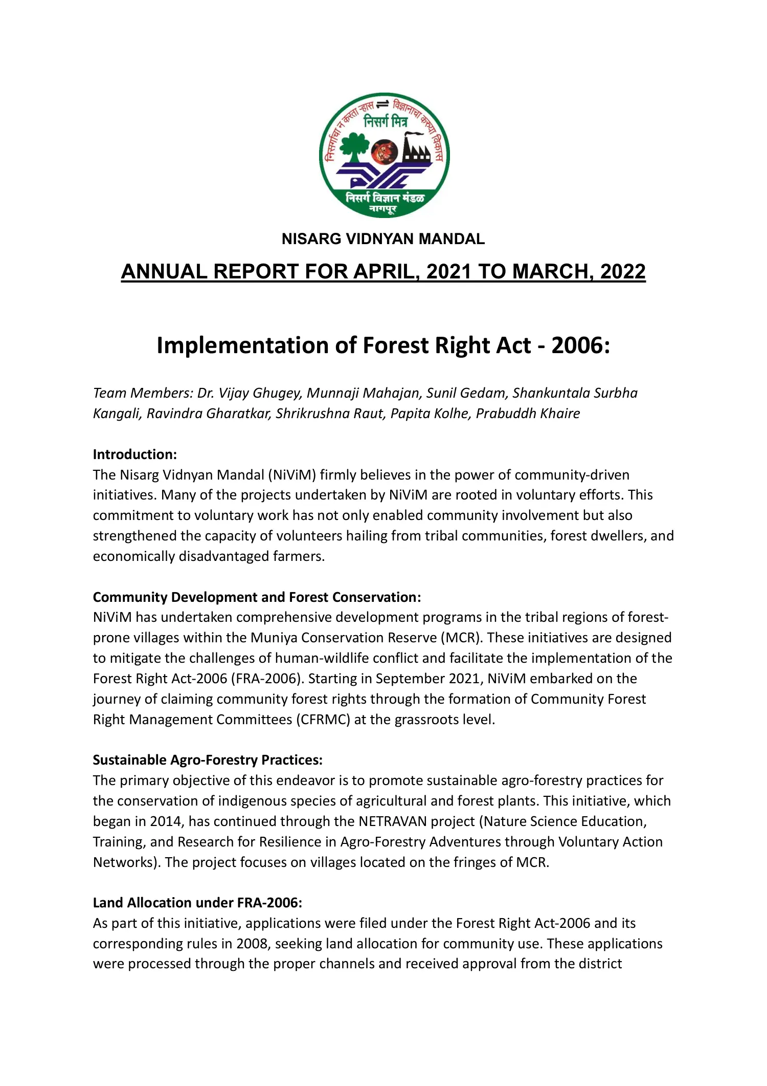 FY 2021-22 report, page 1
